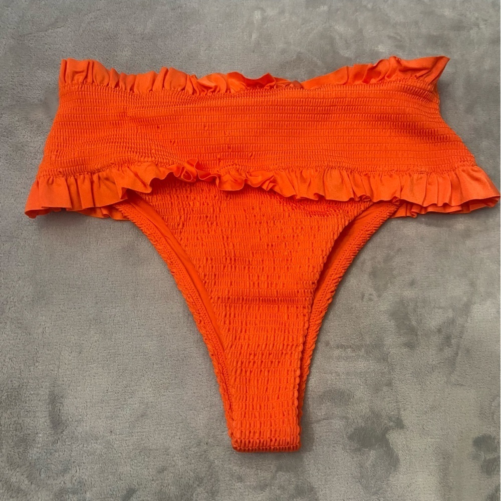 New! BFyne Blayze smocked ruffle bikini bottom orange flame 10616 - Picture 2 of 8